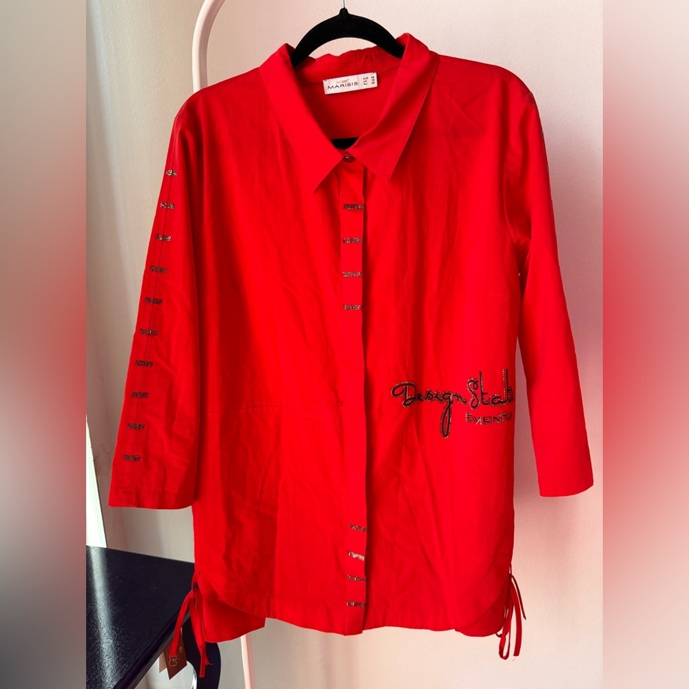 Cotton Red Women Shirt Size L